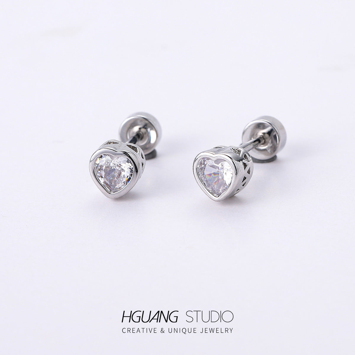 Pink Blue Loving Heart Combination Edging Earrings
