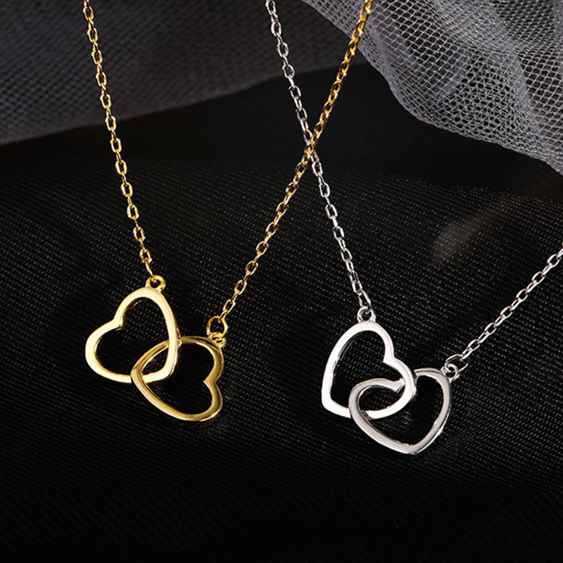 Women's Cold Style Metal Alloy Peach Heart Double Necklaces