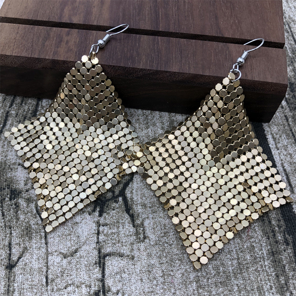Large Mesh Plate Fashion Square Variable Earrings