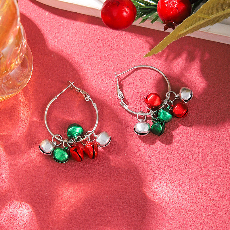 Handmade Exaggerated Big Christmas Tree Five-pointed Star Alloy Stitching Earrings