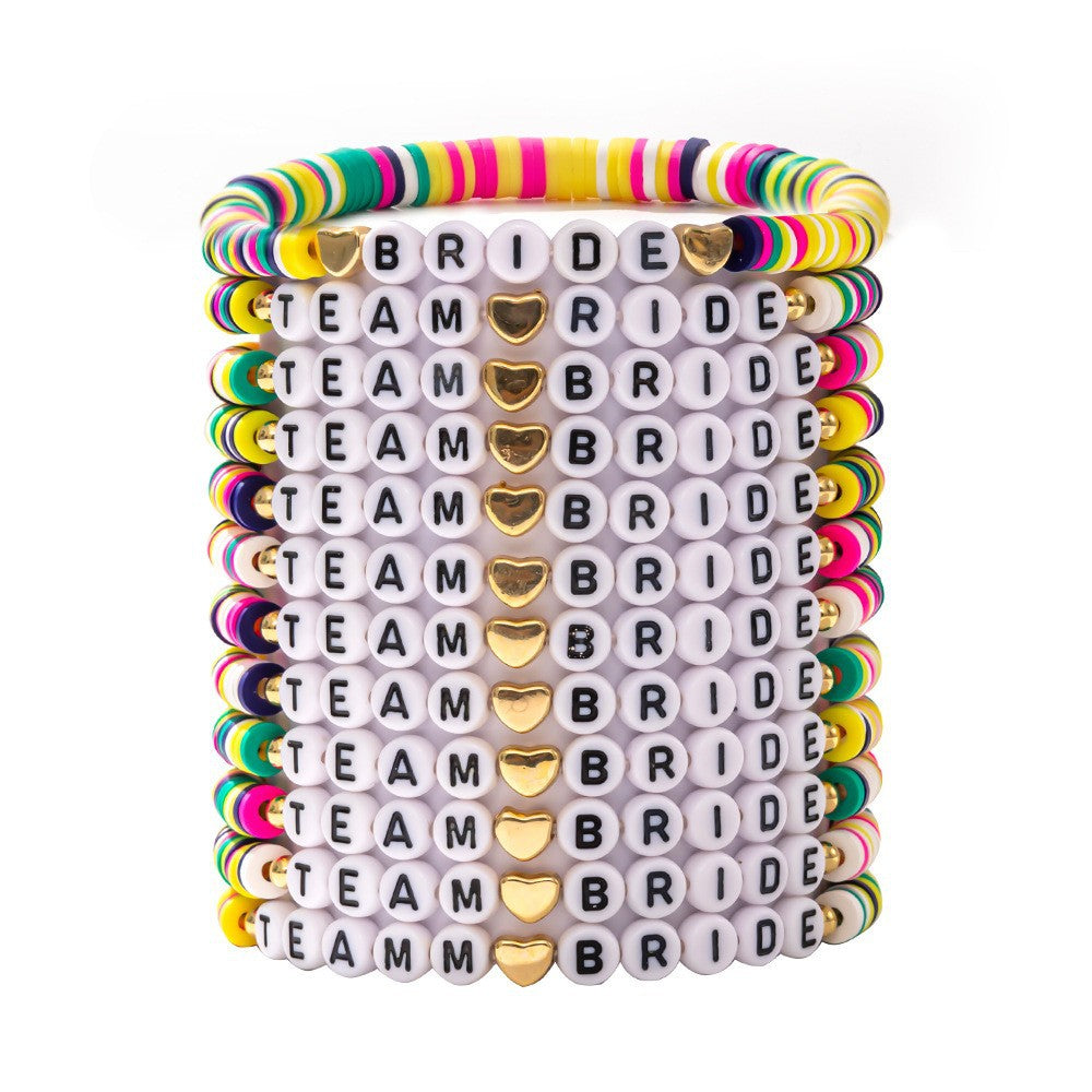 Women's High-grade Bridal Team Colorful Polymer Clay Love Bracelets