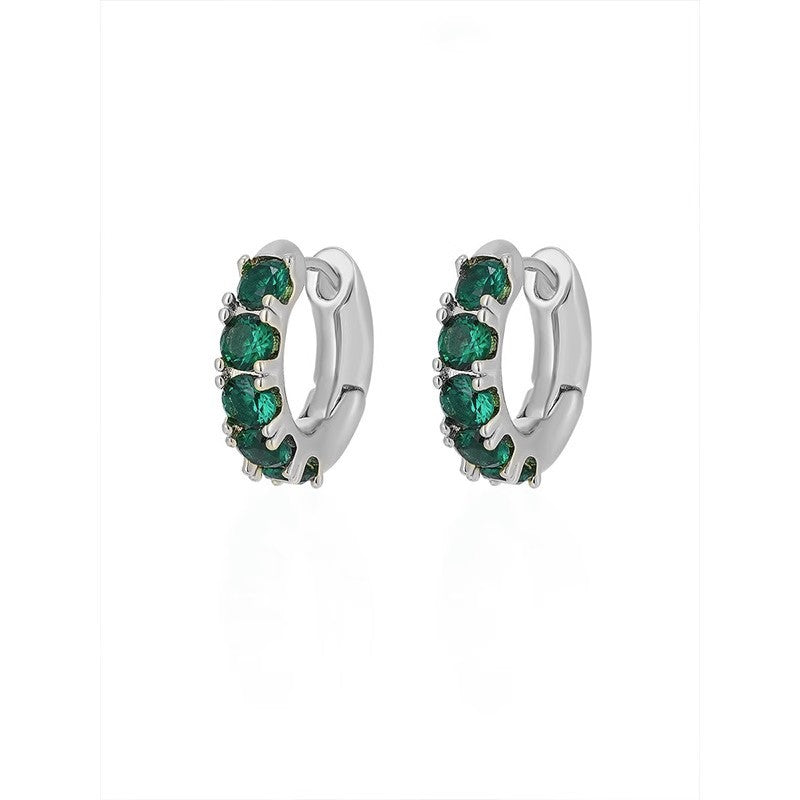 Women's Emerald Refined Zircon Super Popular Hoop Trendy High-grade Ear Buckle