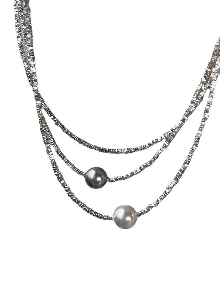 Two Pearl Design Small Pieces Of Short Female Necklaces