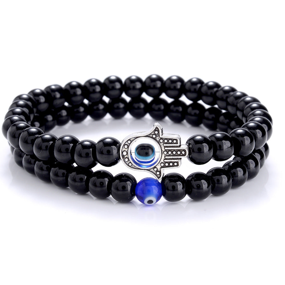 Blue Volcanic Rock Bead Devil Eye Fatima Bracelets