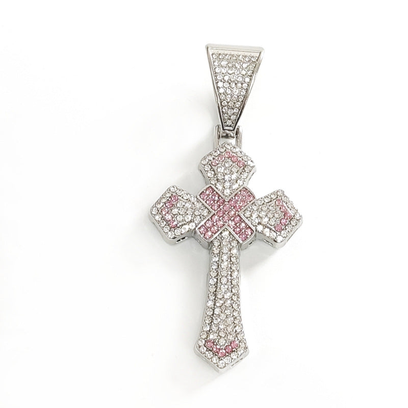 Men's Hop Cross Two-tone Blue Pink Personality Pendants