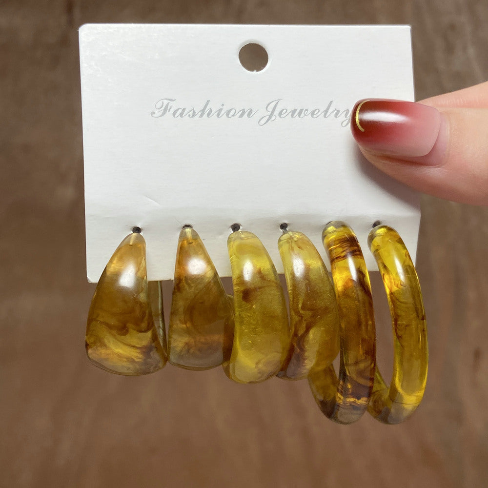 Cellulose Acetate Sheet Suit Pairs Creative Elegant Earrings