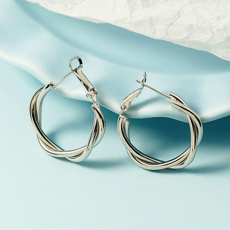 Twisted Twist Circle Female Temperament Personality Earrings