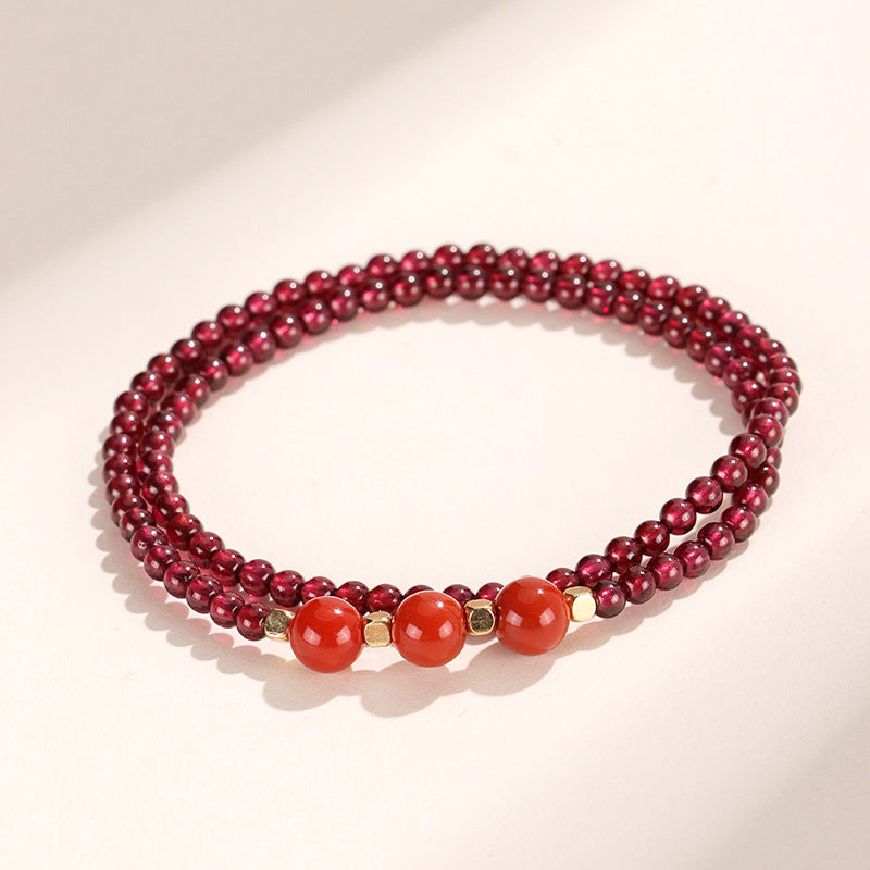 Wine Red Real Garnet Female Strawberry Bracelets