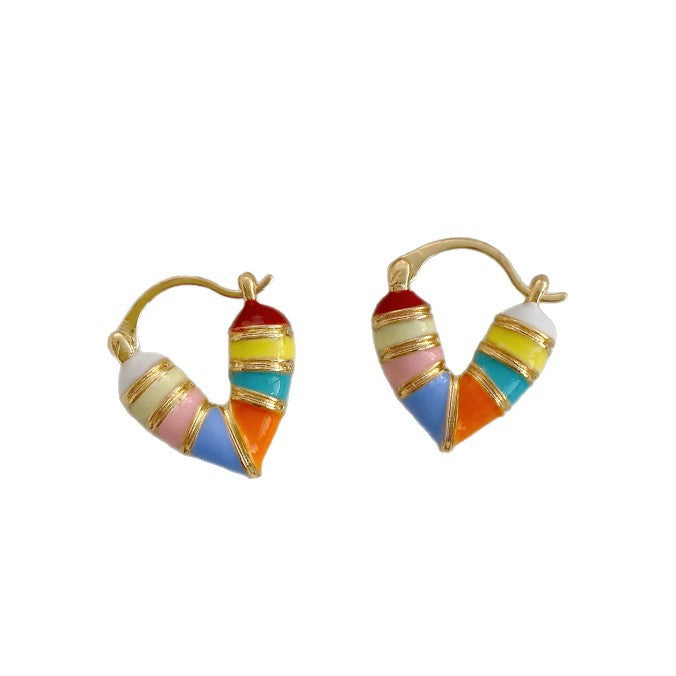 Women's Fashion Rainbow Dripping Oil Love Clip Light Luxury High-grade Unique Rings