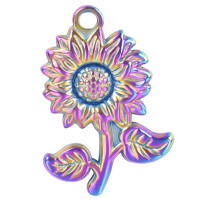 Sunflower Stainless Steel Vacuum Plating Ornament Necklaces