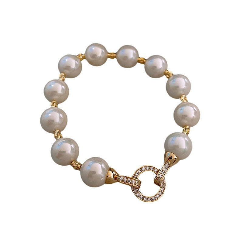 Women's Electroplated Zircon Circle Pearl Fashionable Elegant Versatile Retro Affordable Luxury Bracelet