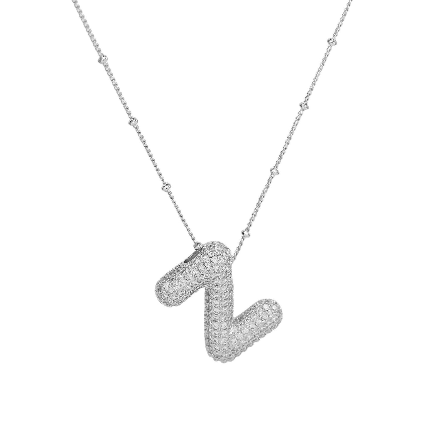 Women's Brass Zircon Bubble Balloon Letter Chubby Necklaces
