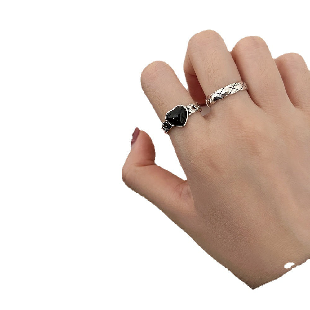 Love Mesh Female Personalized Minority Design Sense Geometric Open Index Ring