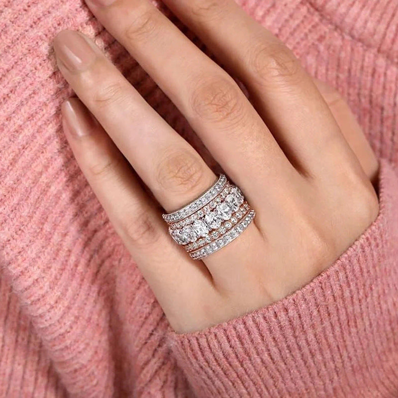 Micro Setting Niche Style Geometric Oval Rings