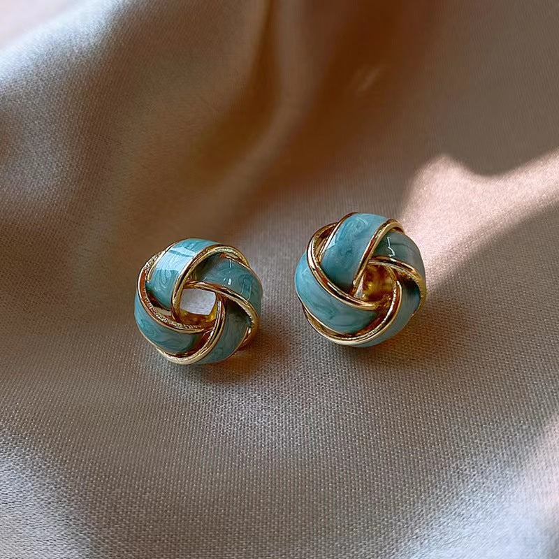 Women's Needle Simple Geometric Woven Ball Graceful Petite Earrings