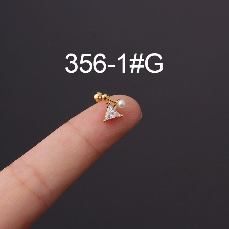 Twist Ball Ear Bone Piercing Zircon Earrings