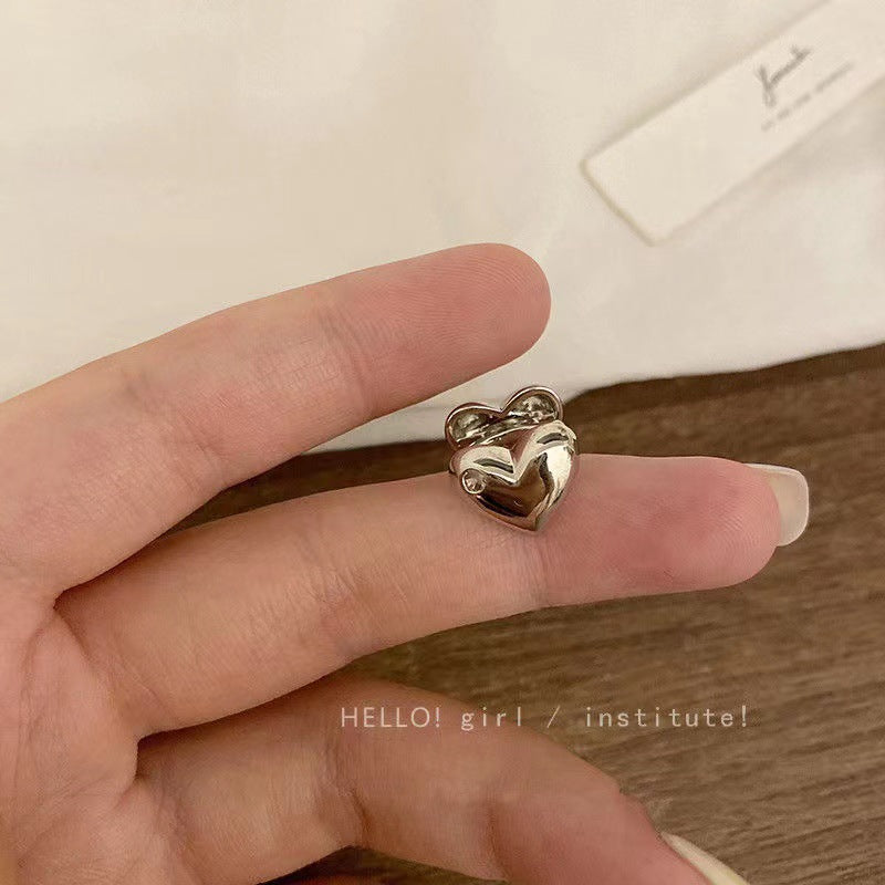 Women's High-grade French Style Metal Heart Clip Earless Trendy Simple Ear Buckle