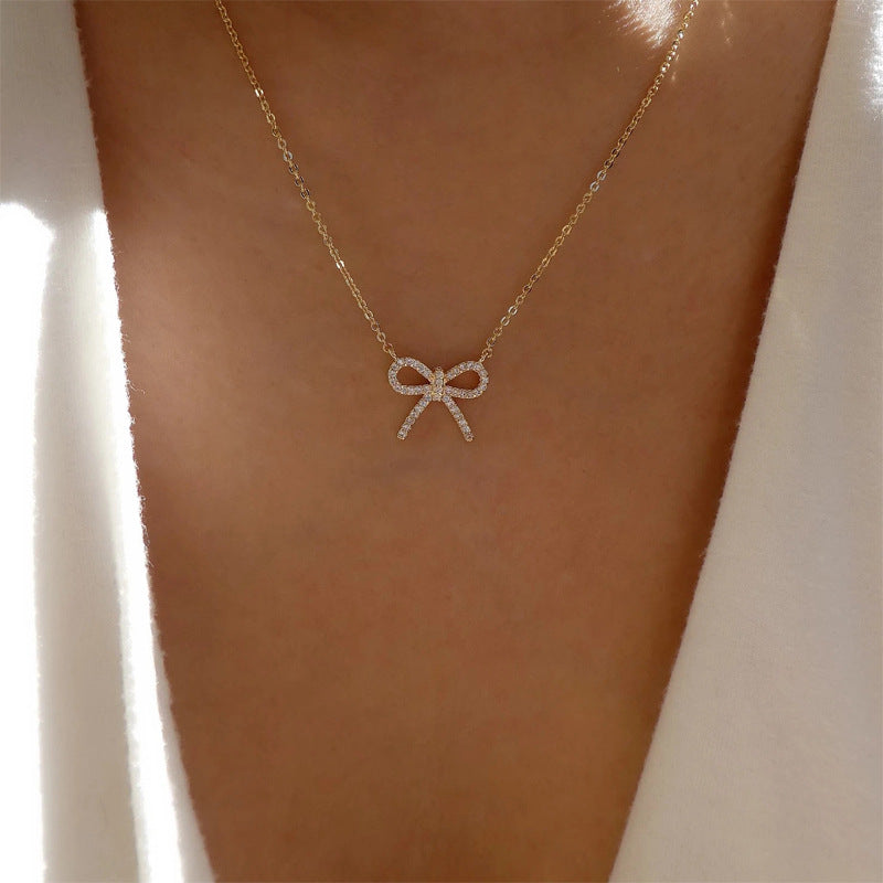 Women's Ornament Simple Fashion Bowknot Alloy Sweater Necklaces