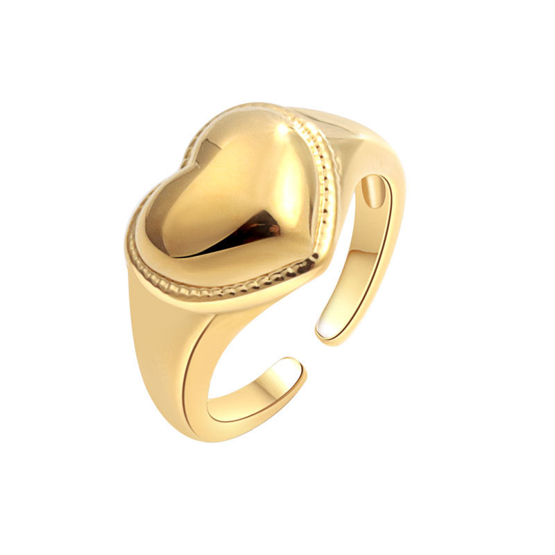 Fashion Love Heart-shaped Female Trend Niche Rings