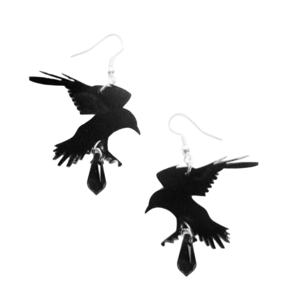 Black Romantic Crow Gothic Punk Alternative Earrings