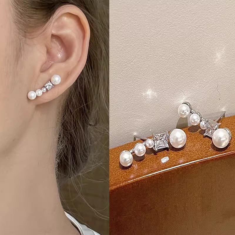 Light Luxury Minority Bow Pearl Graceful Long Earrings