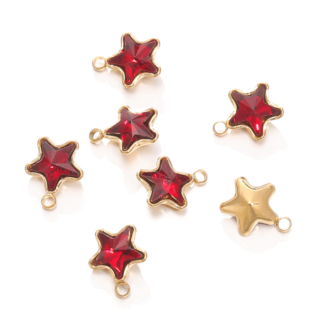 Color Five-pointed Star Retaining Diamond Handmade Pendants