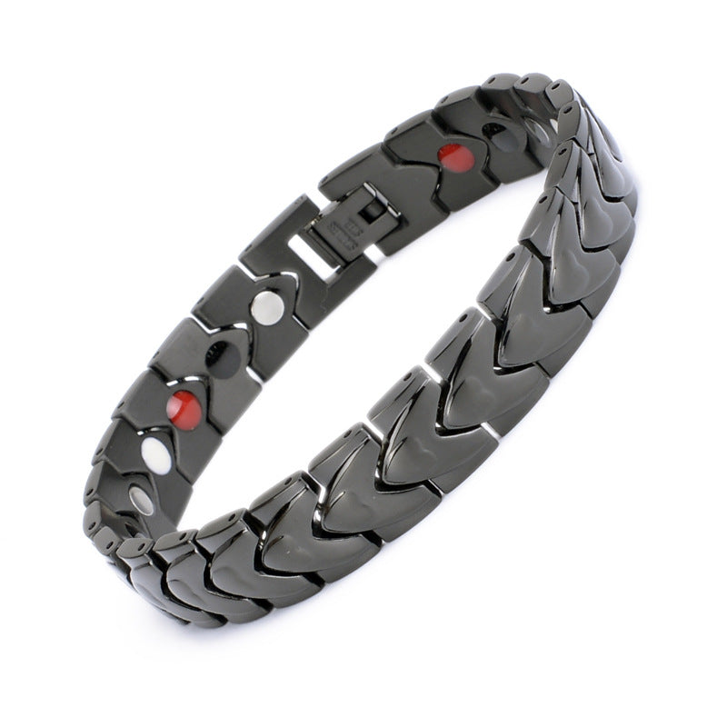 Men's Heart-shaped Titanium Steel Magnet Couple Popular Bracelet