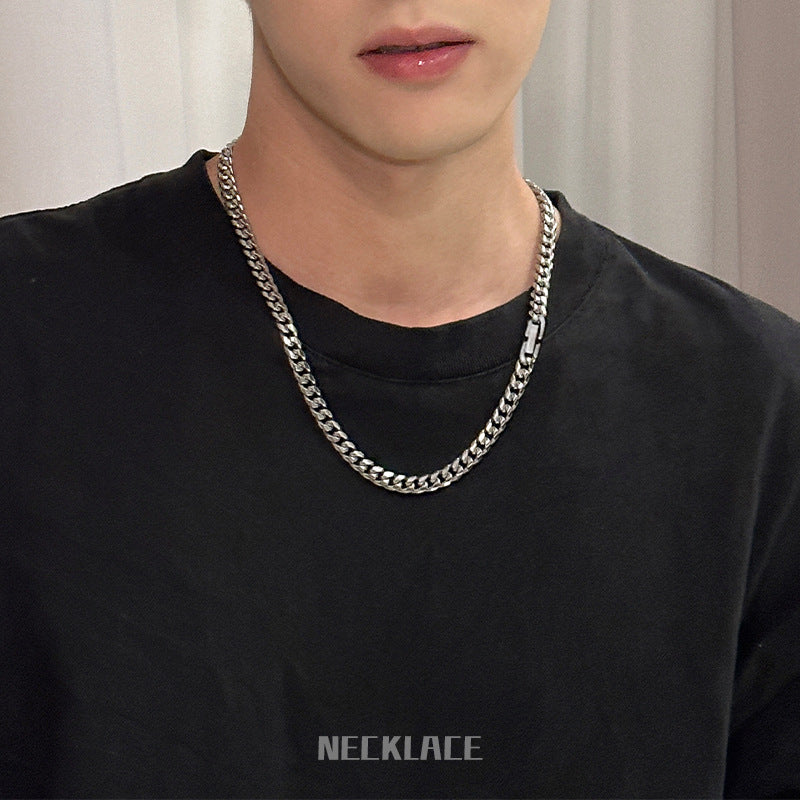 Women's & Men's Fading Cuban Link Chain Hip Hop Versatile Stainless Necklaces