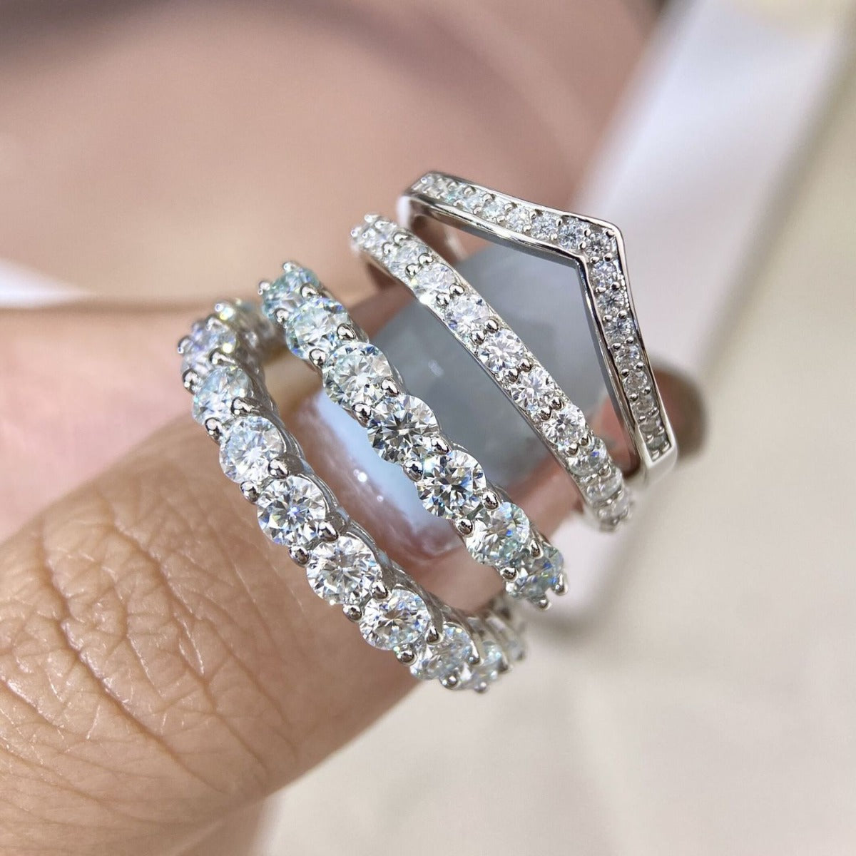 Sterling Simple Moissanite Full Diamond High-grade Rings