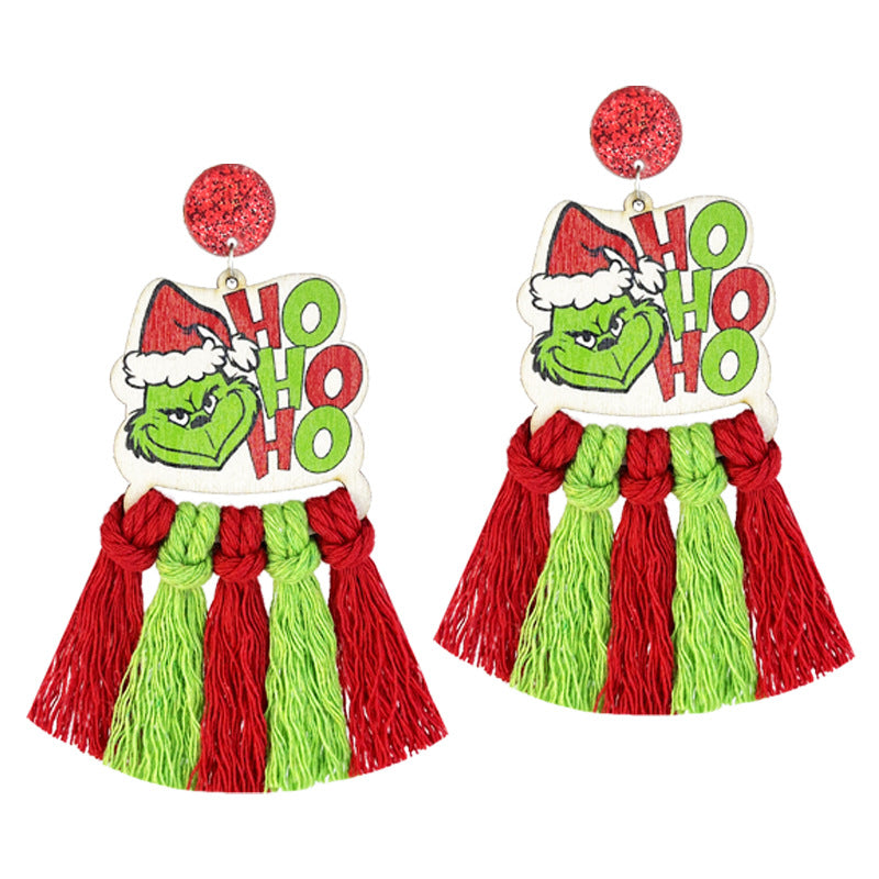 Hand-woven Atmosphere Wooden Bohemian Eardrops Santa Earrings