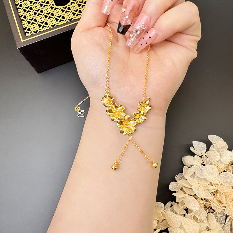 Women's Vietnam Placer Gold Water Wave Chain Necklaces