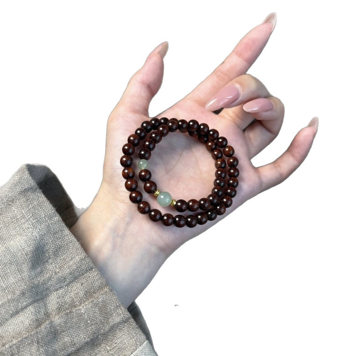 Women's Pterocarpus Chinese Style Crafts Lucky National Double Layer Twin Couple Bracelet