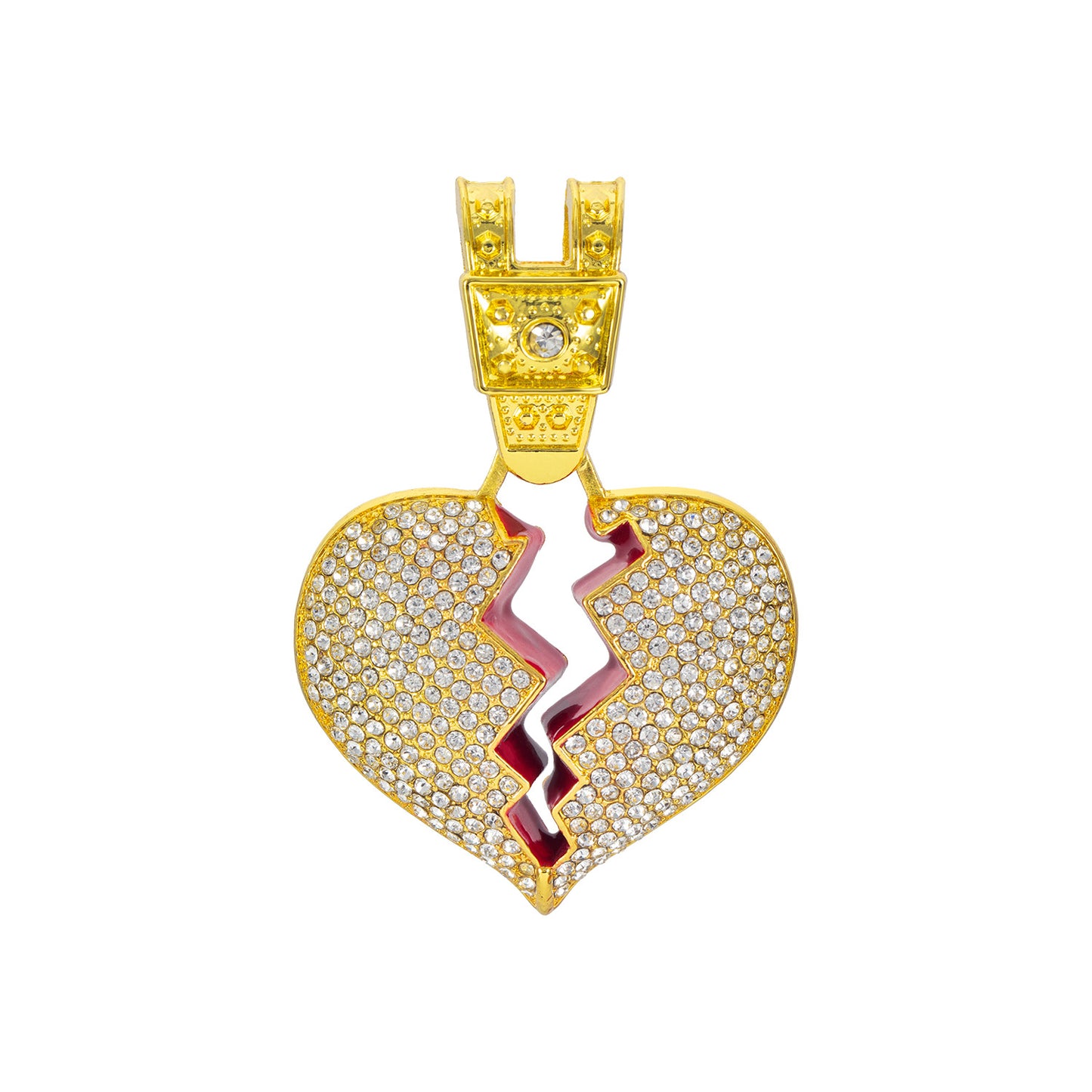 Men's Heart Alloy Full Diamond Cuban Hip Necklaces