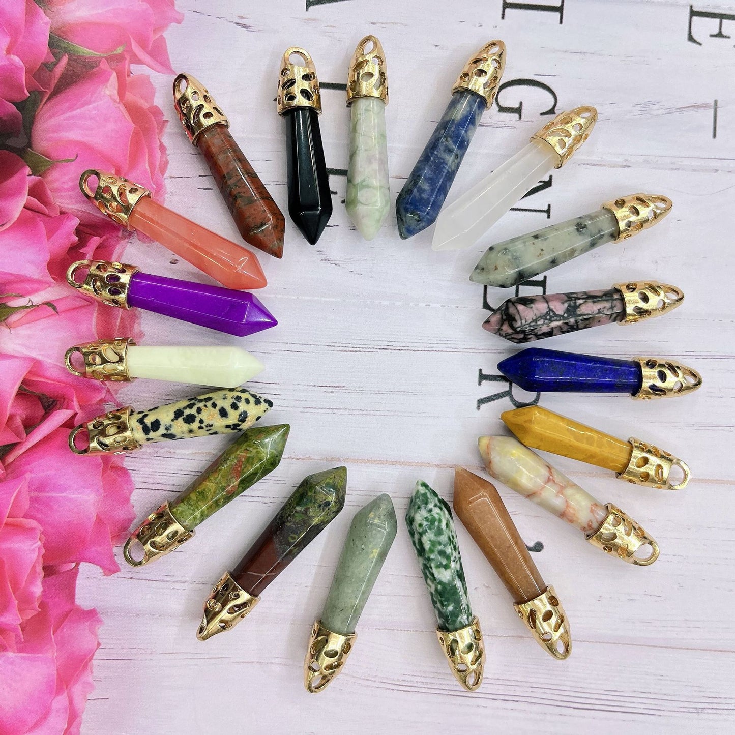 Crystal Agate Hexagon Prism Bullet Accessories Pendants