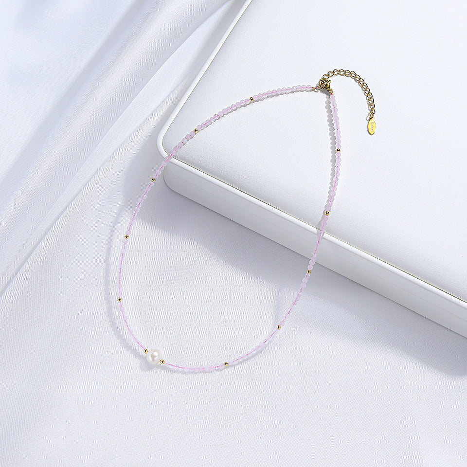 Natural Freshwater Pearl Cut Surface Stone Tourmaline Amethyst Necklaces