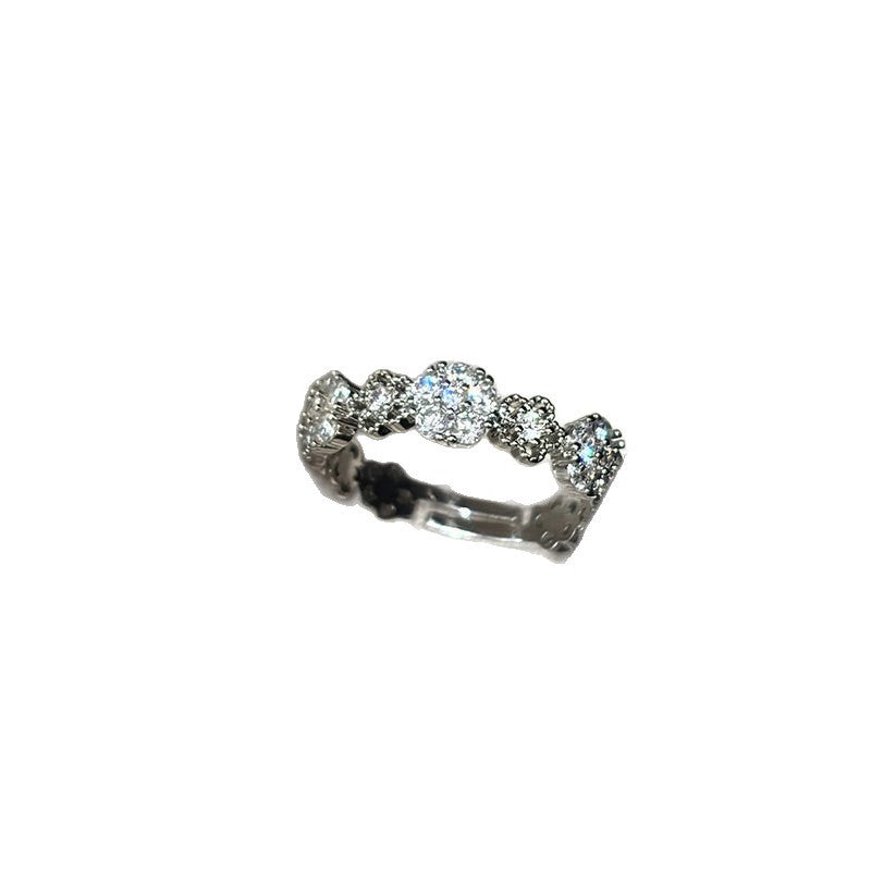 Niche Design Zircon Flower Female Light Luxury Trendy Unique Ring
