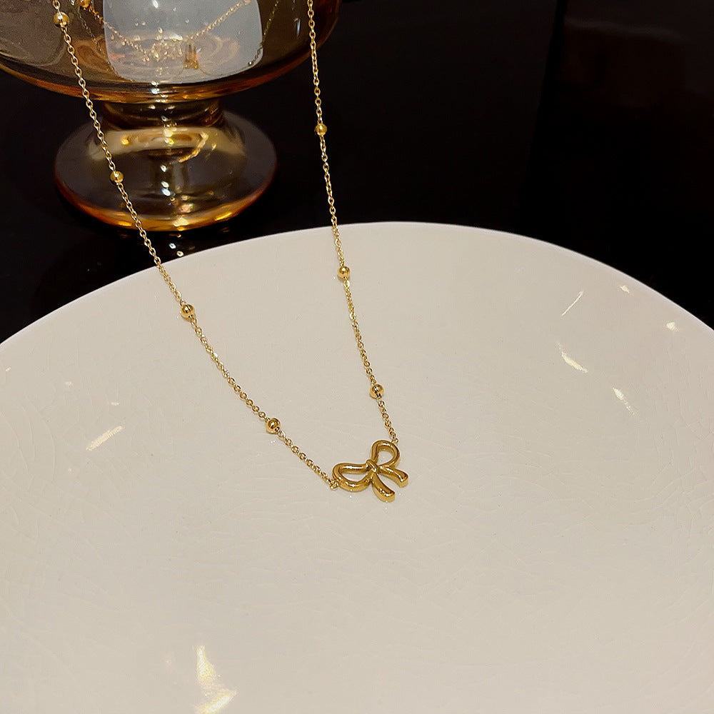 Women's Bow Titanium Steel Light Luxury High-grade Necklaces