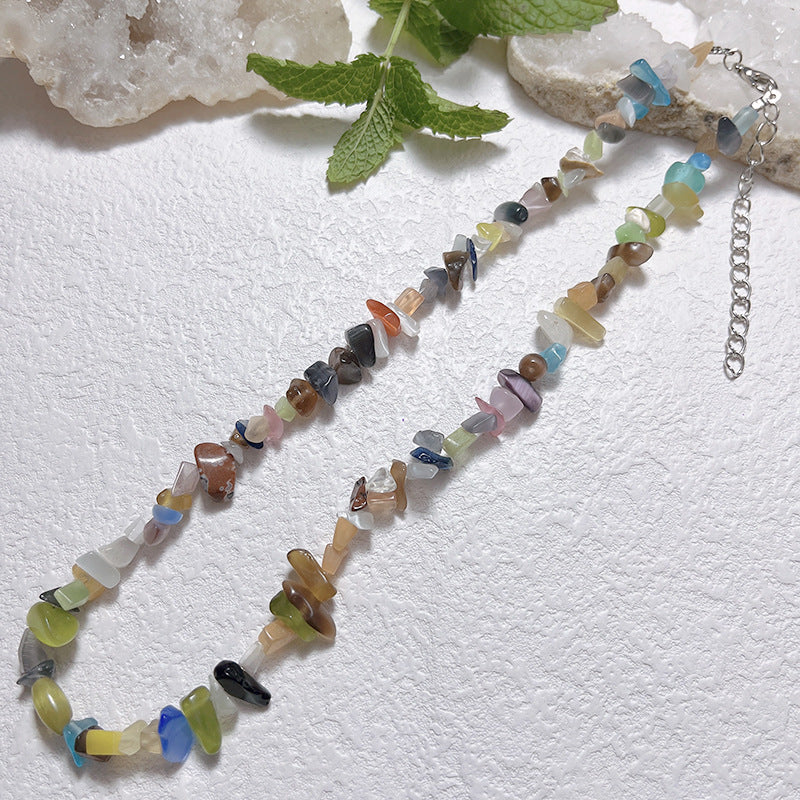 Gravel Style Neck Chain Bohemian Agate Necklaces