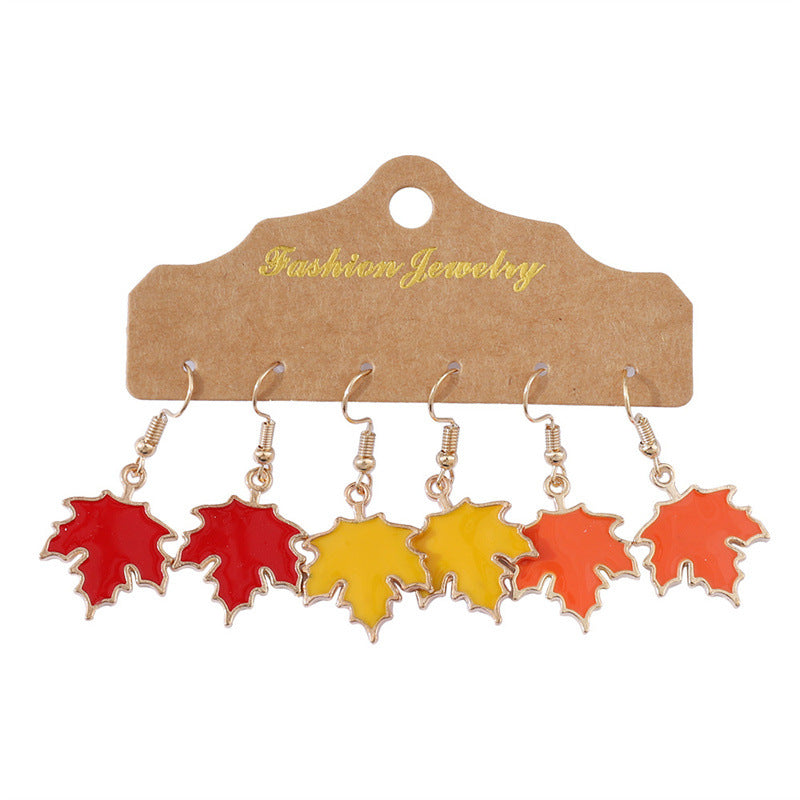 Maple Leaf Design Creative Leaves Dripping Earrings