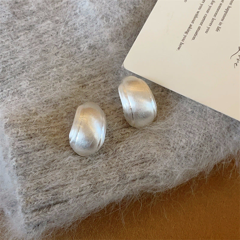Women's Minority Fashion Brushed Sier Metal Texture Quality Light Stud Earrings