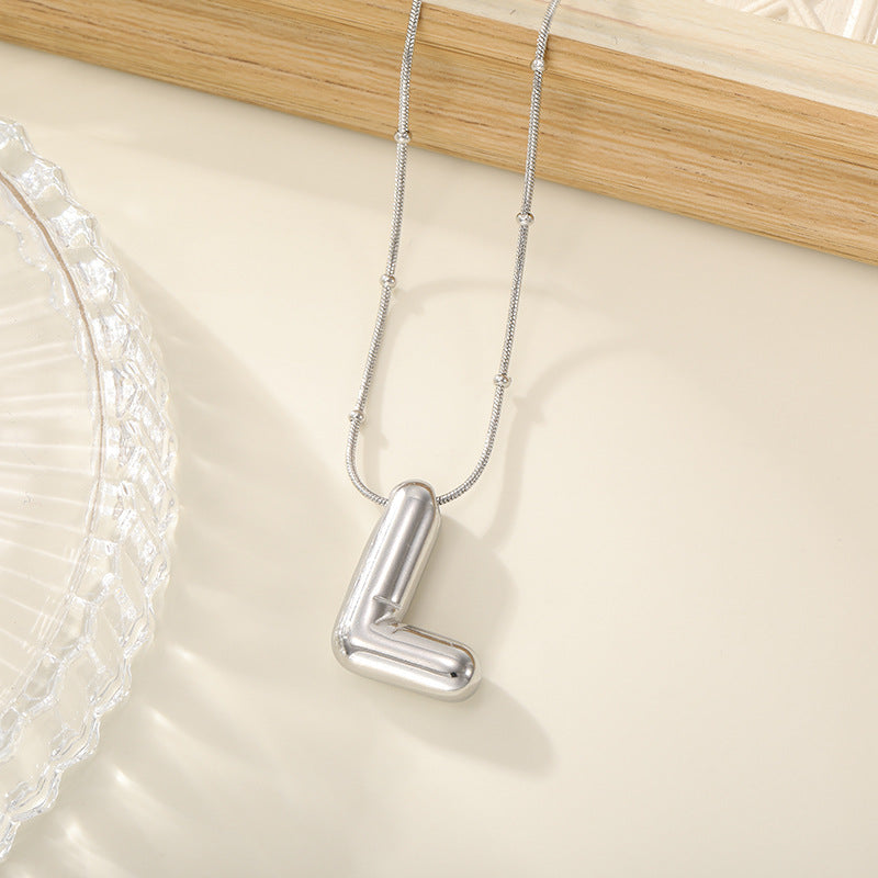 Women's Trendy Bubble Letter Colorfast Titanium Steel Design Pendants