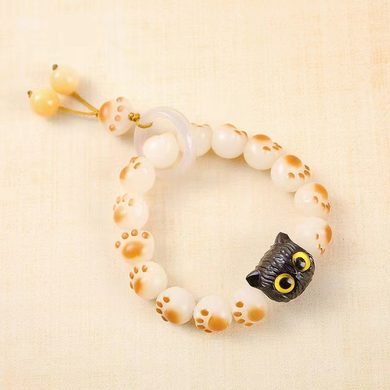 Pumpkin Lotus Beads White Jade Bodhi Rich Flower Charcoal Bracelets