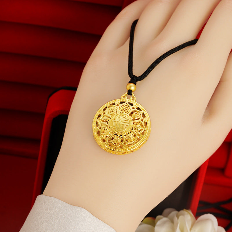 Women's & Men's Vietnam Placer Gold Hollow Out Ancient French Necklaces