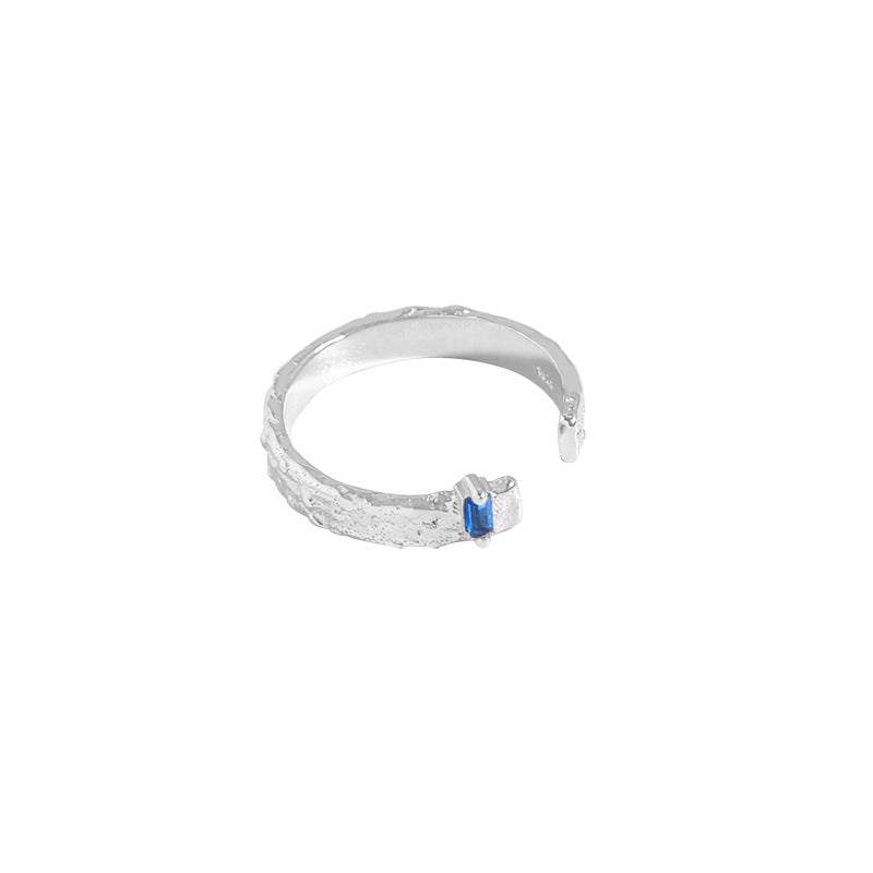 Women's Niche Design Versatile Personality Texture Blue Rings