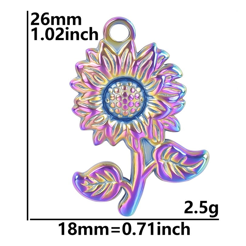 Sunflower Stainless Steel Vacuum Plating Ornament Necklaces