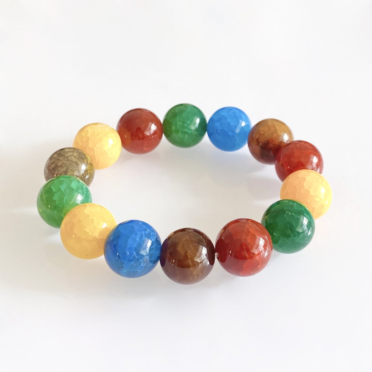 Women's & Men's Dragon Pattern Agate Single Circle Round Beads Life Scale Texture Bracelet
