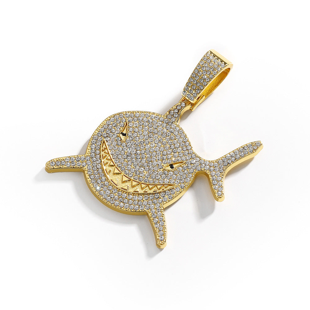 Men's Large Shark Alloy Rhinestone Exaggerated Hip Pendants