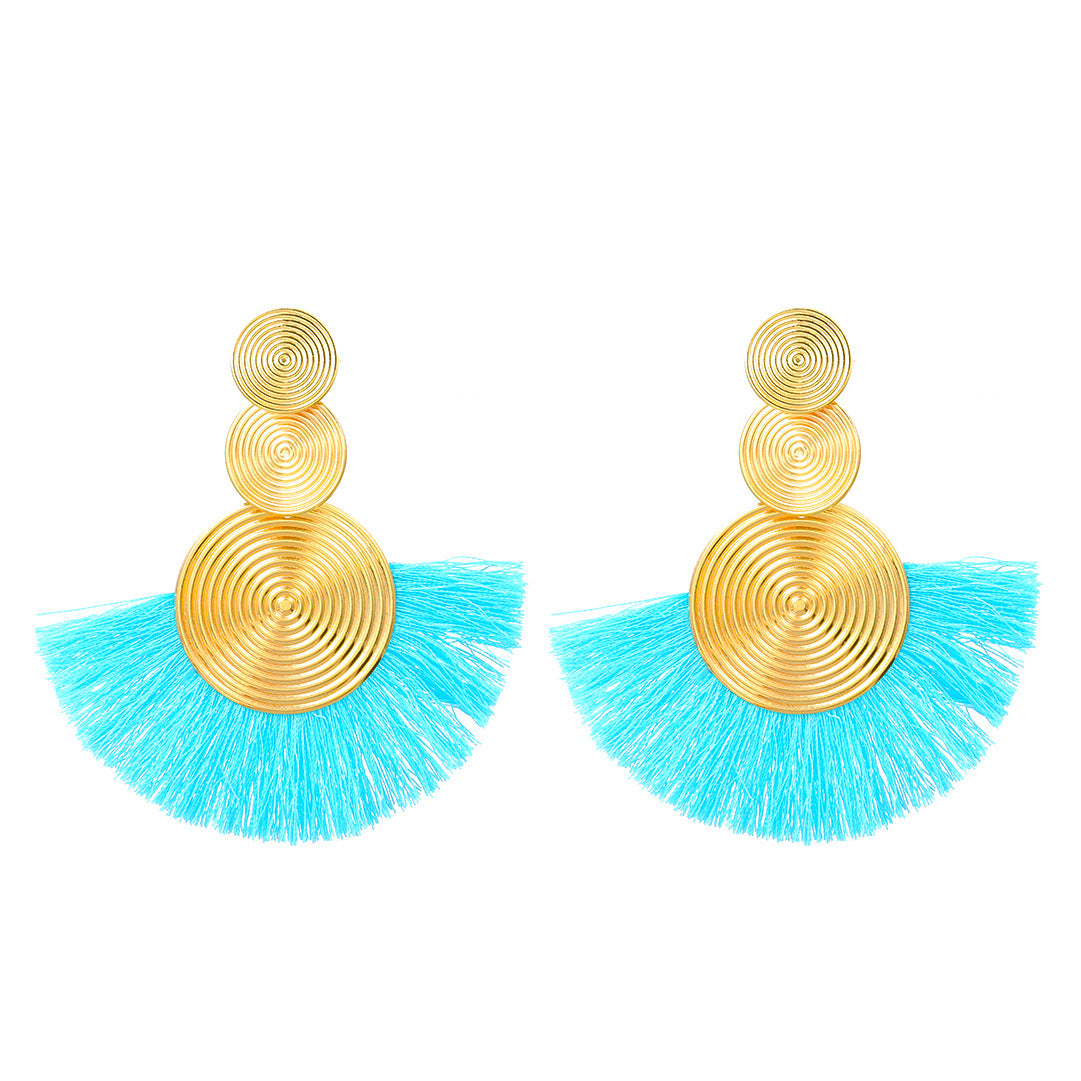 Women's Style Exaggerated Alloy Circle Tassel Temperament Earrings
