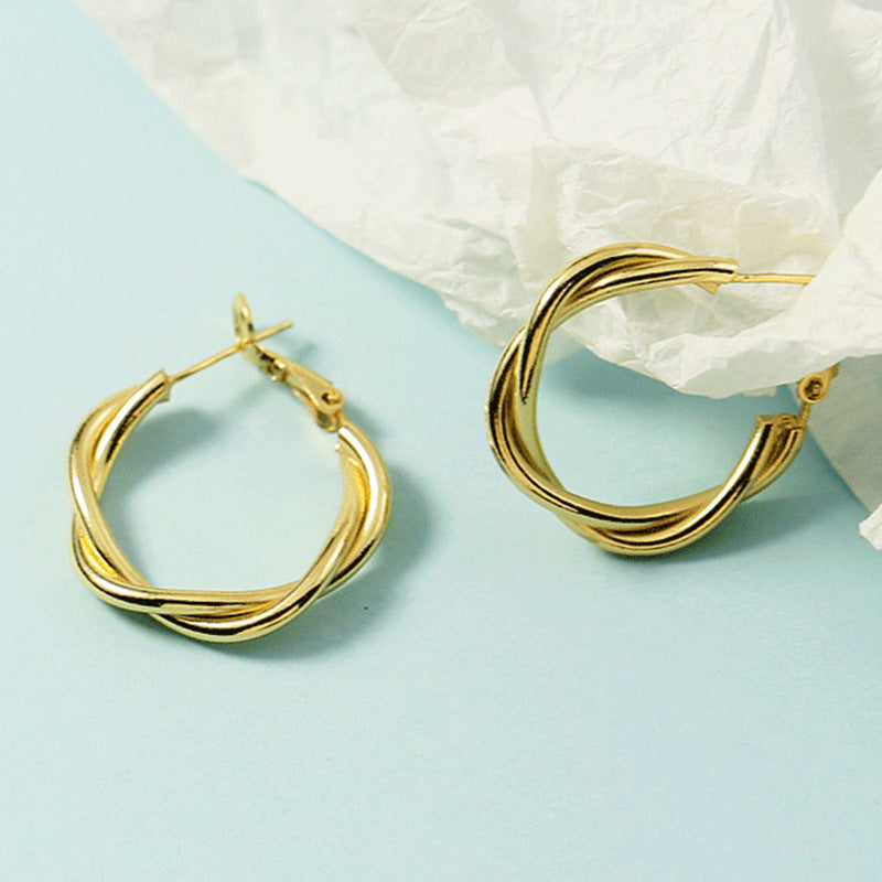 Twisted Twist Circle Female Temperament Personality Earrings