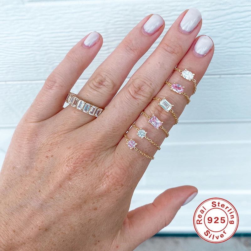 Artificial Diamond Open-end Zircon Tide Ornament Rings